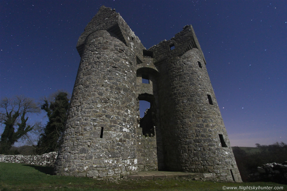 Monea Castle In Moonlight