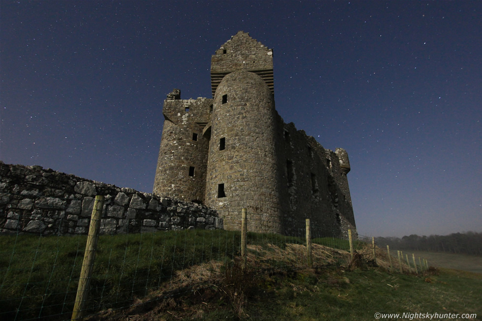 Monea Castle In Moonlight