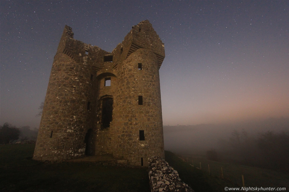 Monea Castle In Moonlight