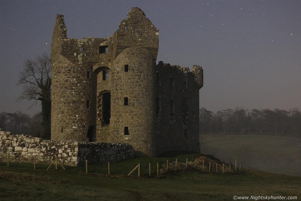 Monea Castle In Moonlight