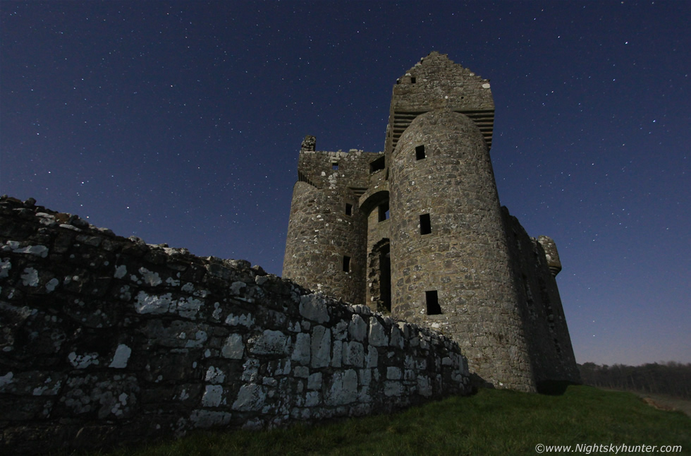 Monea Castle In Moonlight