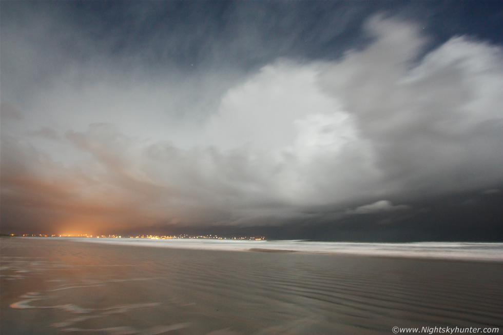 Downhill Beach Moonlit Storm